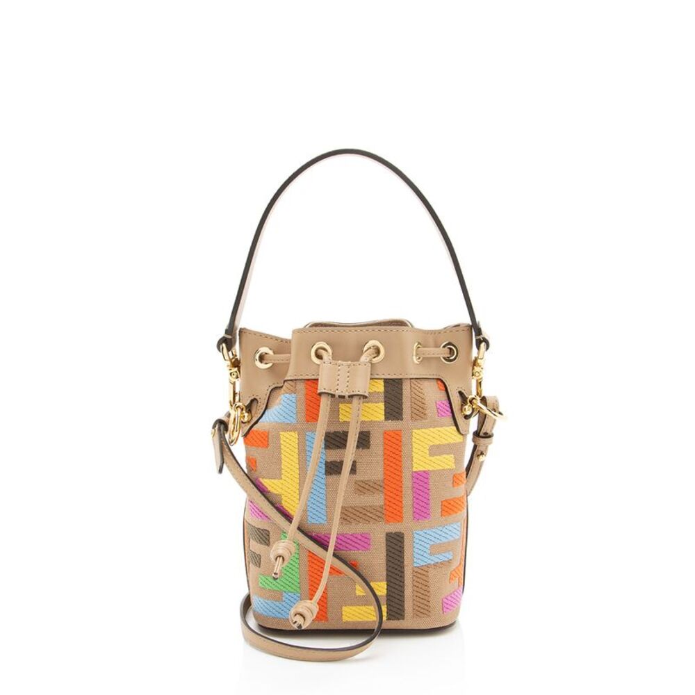 Fendi FF Embroidered Canvas Mon Tresor Mini Bucket Bag